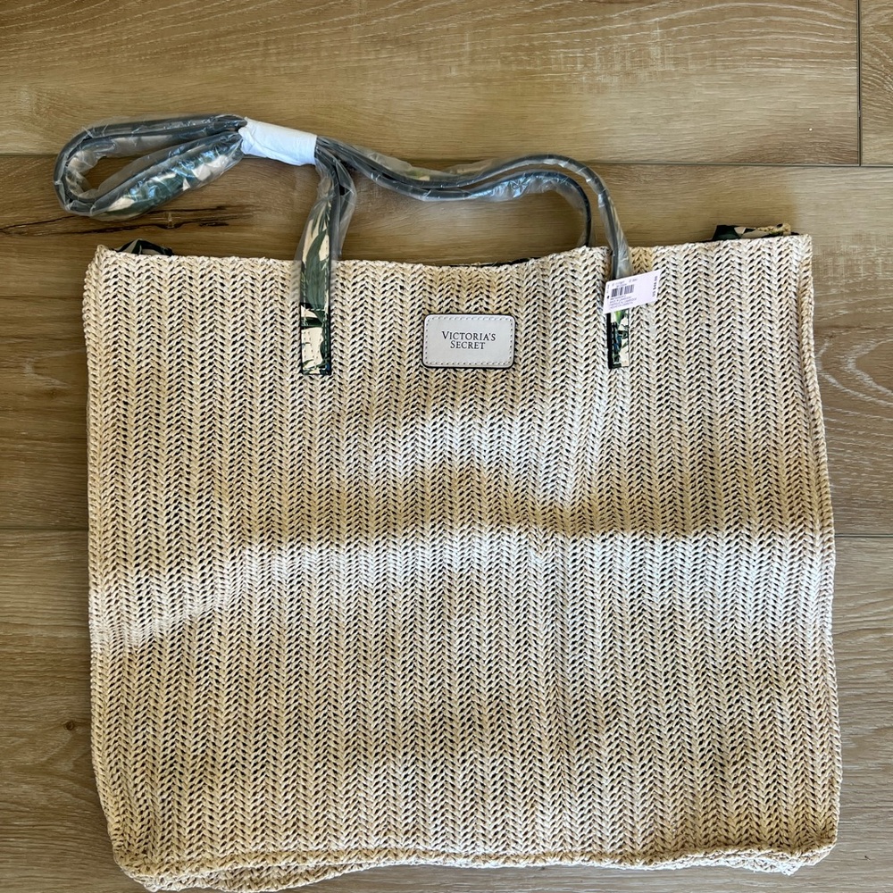 Victoria's Secret Tan Knit Tote Bag NWT